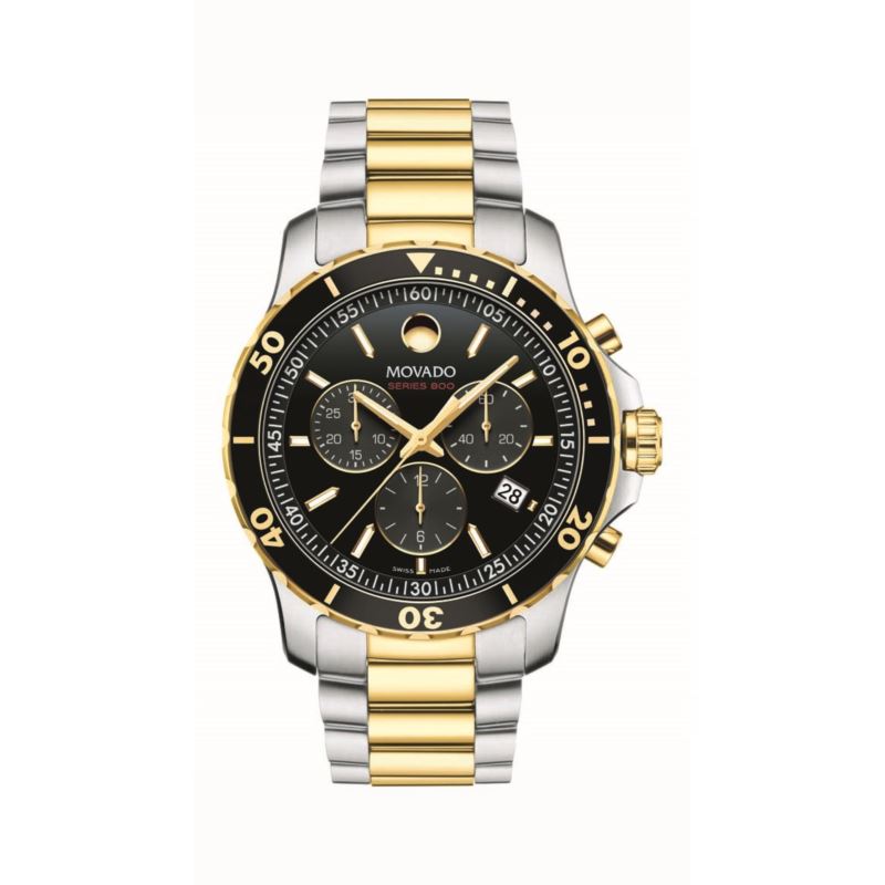 42mm Mens Series Chronograph Gents Stainless Steel Yellow Gold - (Black Dial)