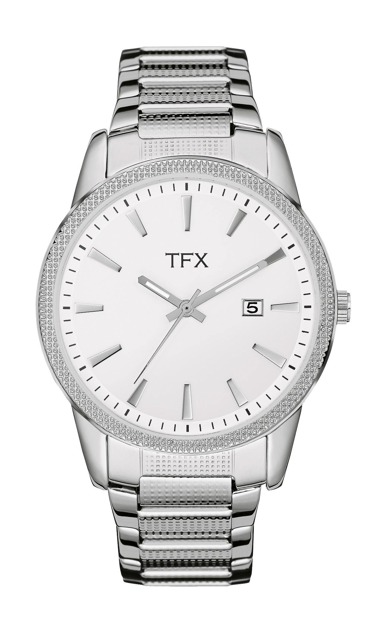 TFX Mens Round Steel Bracelet with Swarovski Crystals