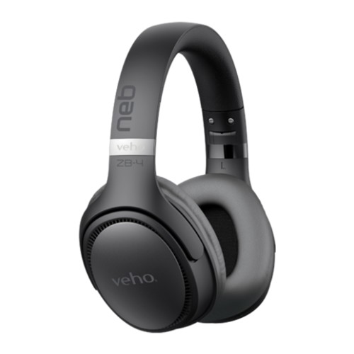 Veho ZB-4 NEB Wireless Headphones with Mic, Black/Grey Black/Grey