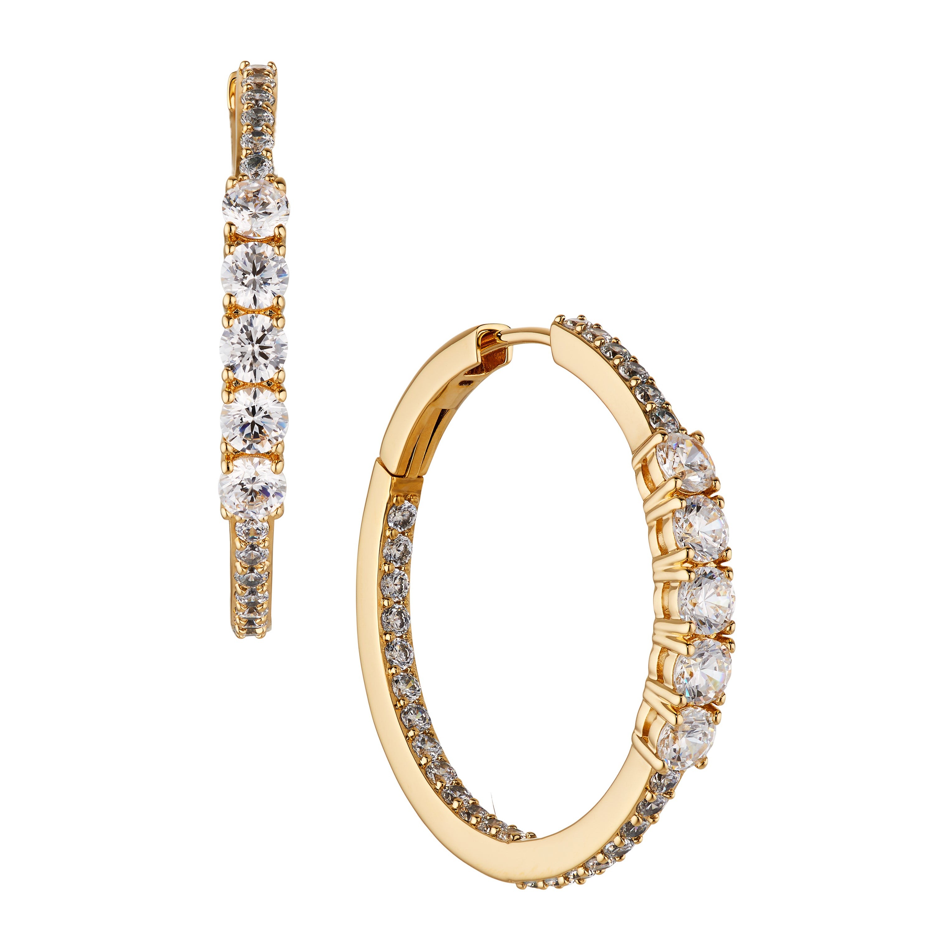 Love All Medium CZ Hoops Earrings Gold