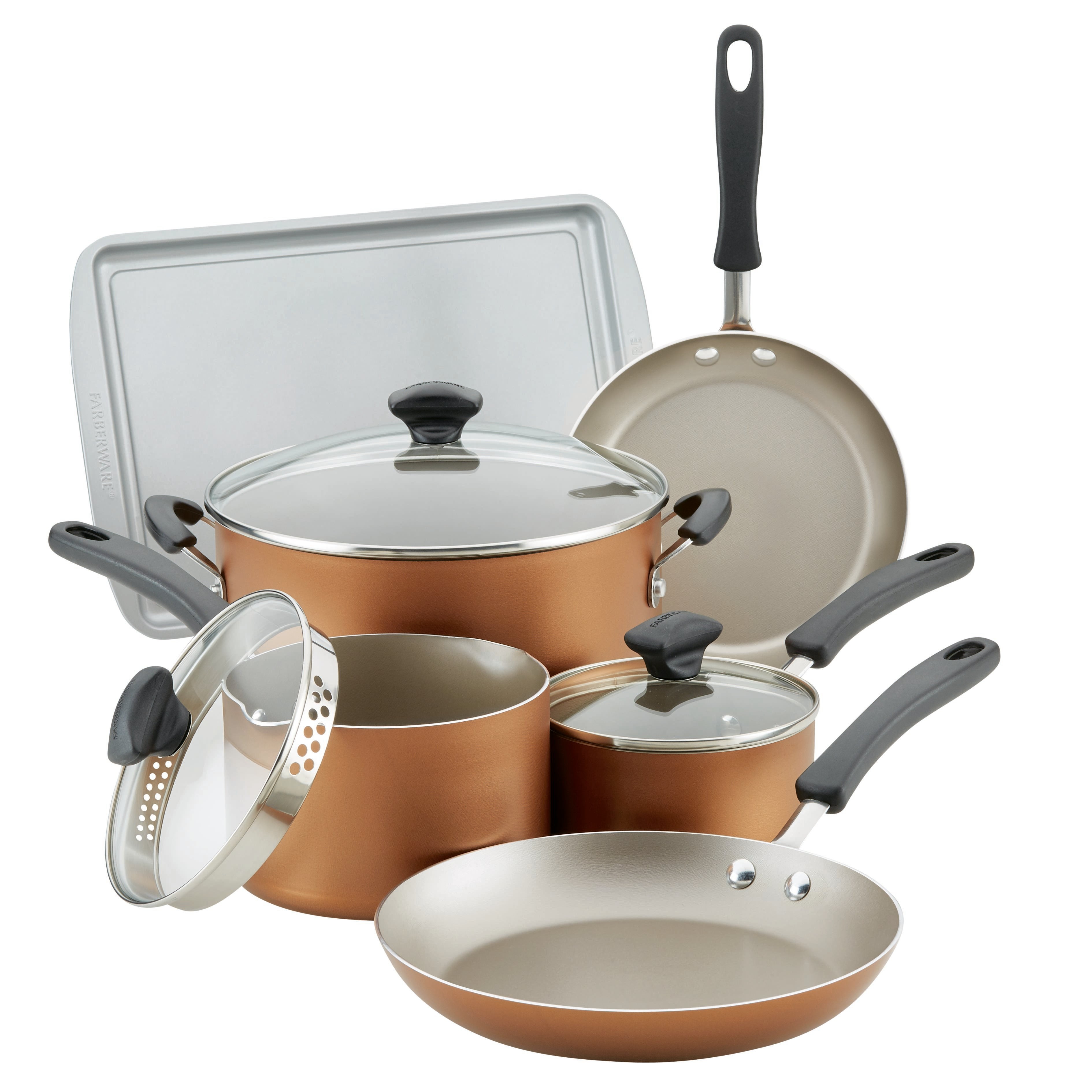 15pc Cookstart DiamondMax Nonstick Cookware Copper