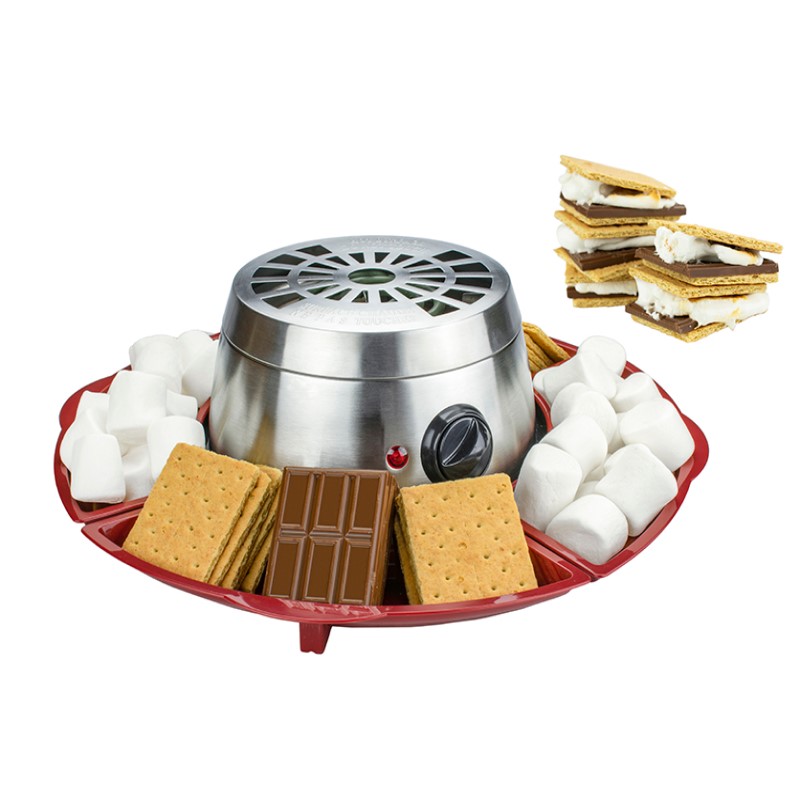 Indoor Electric Stainless Steel S’mores Maker with 4 Trays and 4 Roasting Forks