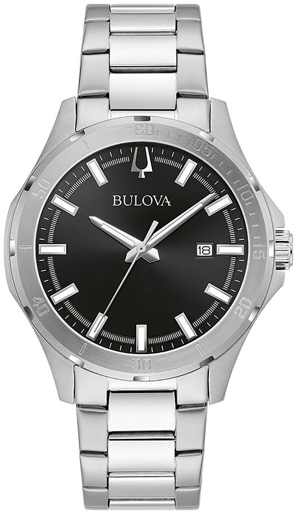 Mens Corporate Collection Silver-Tone Stainless Steel Watch Black Dial