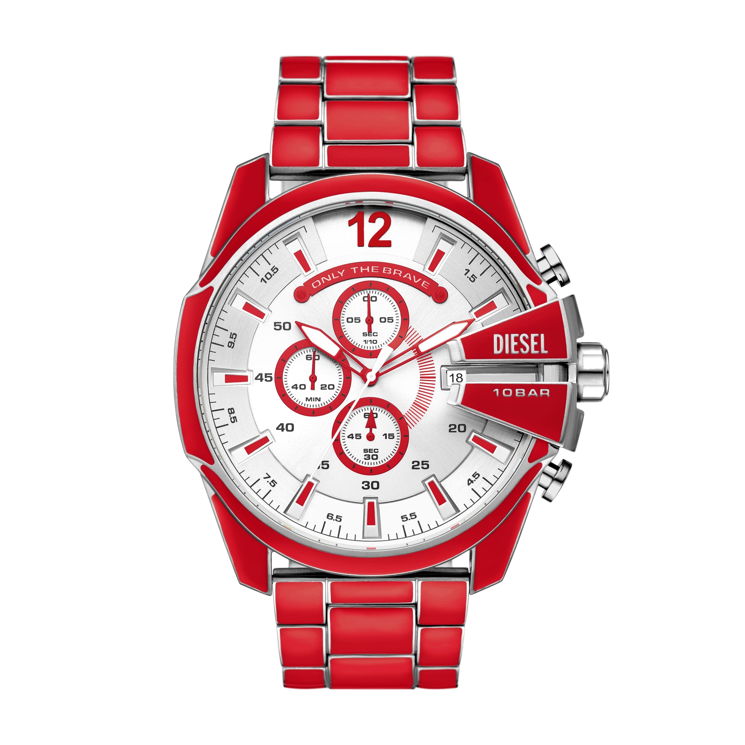 Mega Chief Chronograph Red Enamel and Stainless Steel Watch