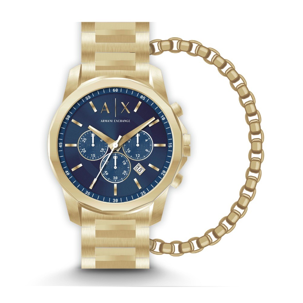 Chronograph Gold-Tone Stainless Steel Watch and Bracelet Set