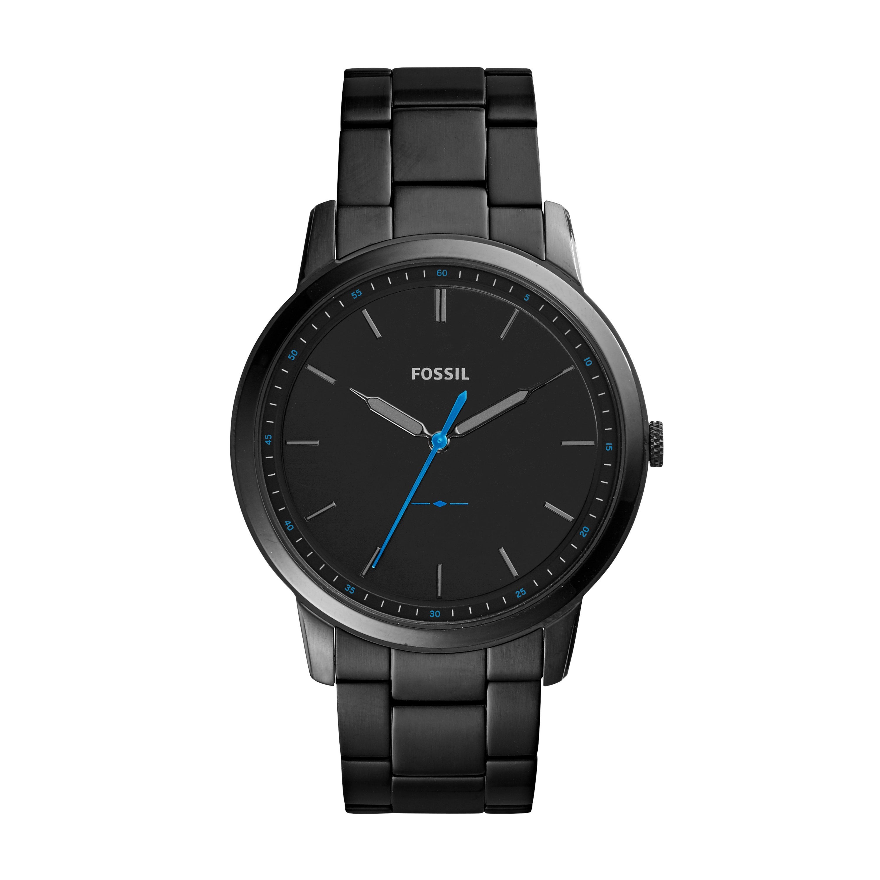 Mens Minimalist Black Ion-Plated Watch Black Dial