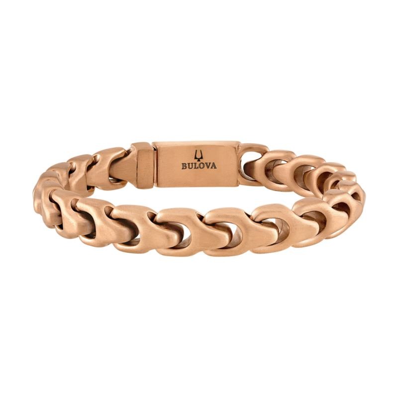 Link 8mm Rose-tone Satin Finish Bracelet 8.5 Inch