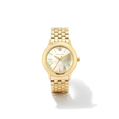 Kendra Scott Alex Gold Tone Stainless Steel 35mm Watch, Ivory Mother-of-Pearl