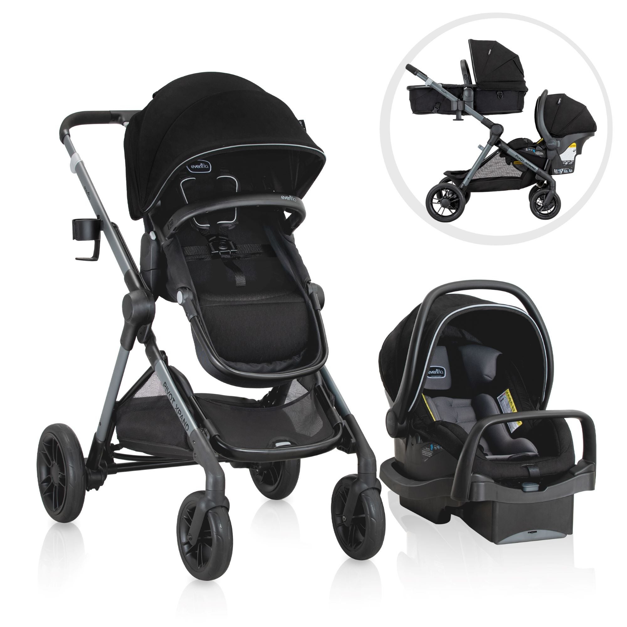 Pivot Xpand Modular Travel System w/ LiteMax Infant Car Seat Ayrshire Black