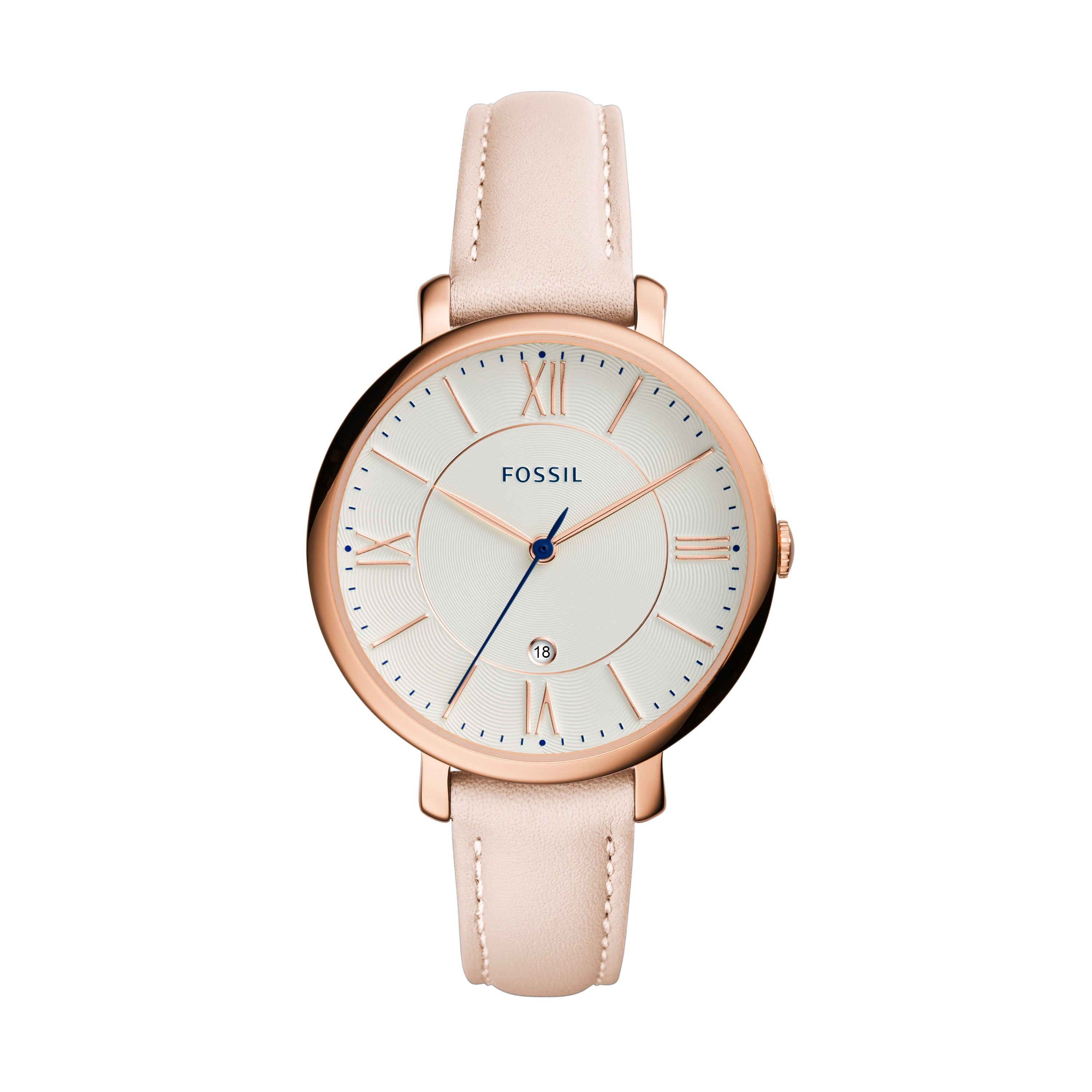 Ladies Jacqueline Blush Leather Strap Watch White Dial