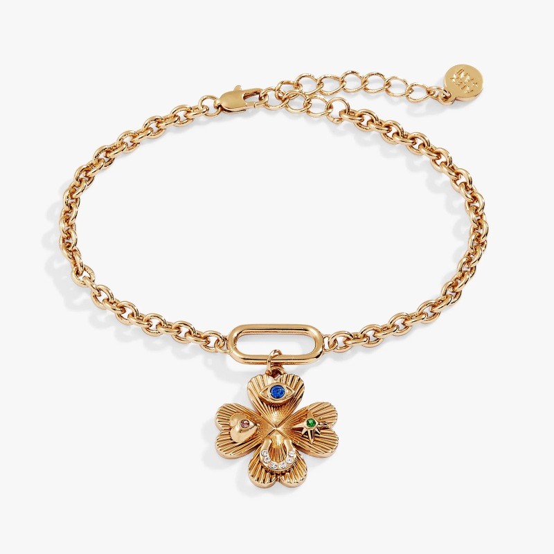 Lucky four leaf clover adjustable bracelet