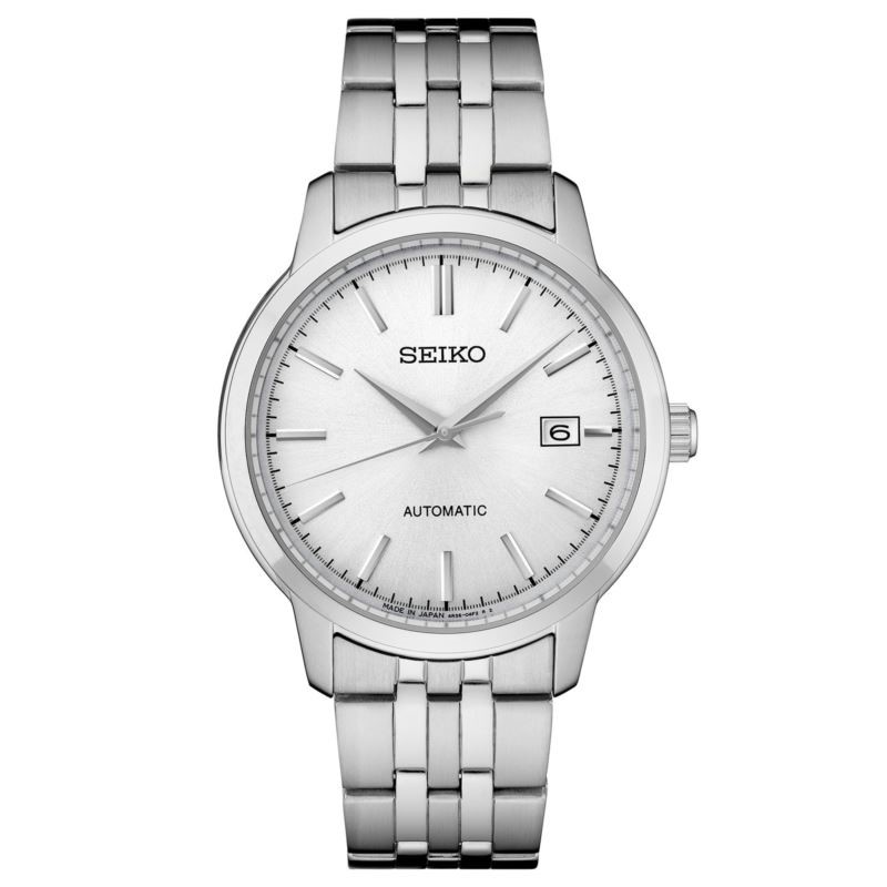 Mens Essentials Silver-Tone Auto Stainless-Steel Watch