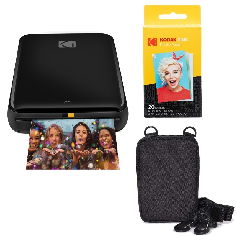 Step Mobile Instant Photo Printer 2x3" (Black) & Photo Paper Go Bundle for iOS & Android