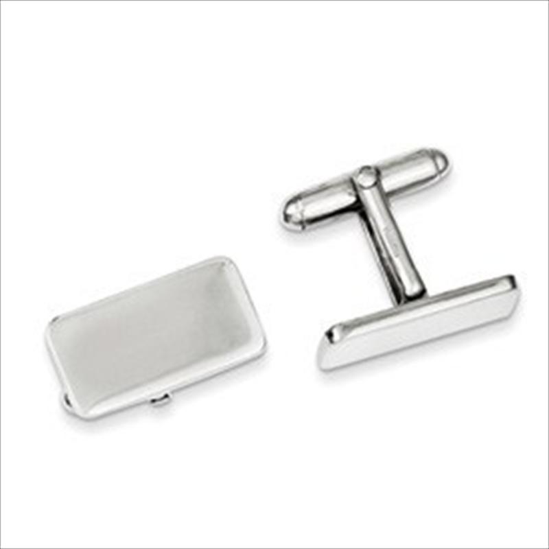 Gents Sterling Silver Rectangular Style Cuff Links