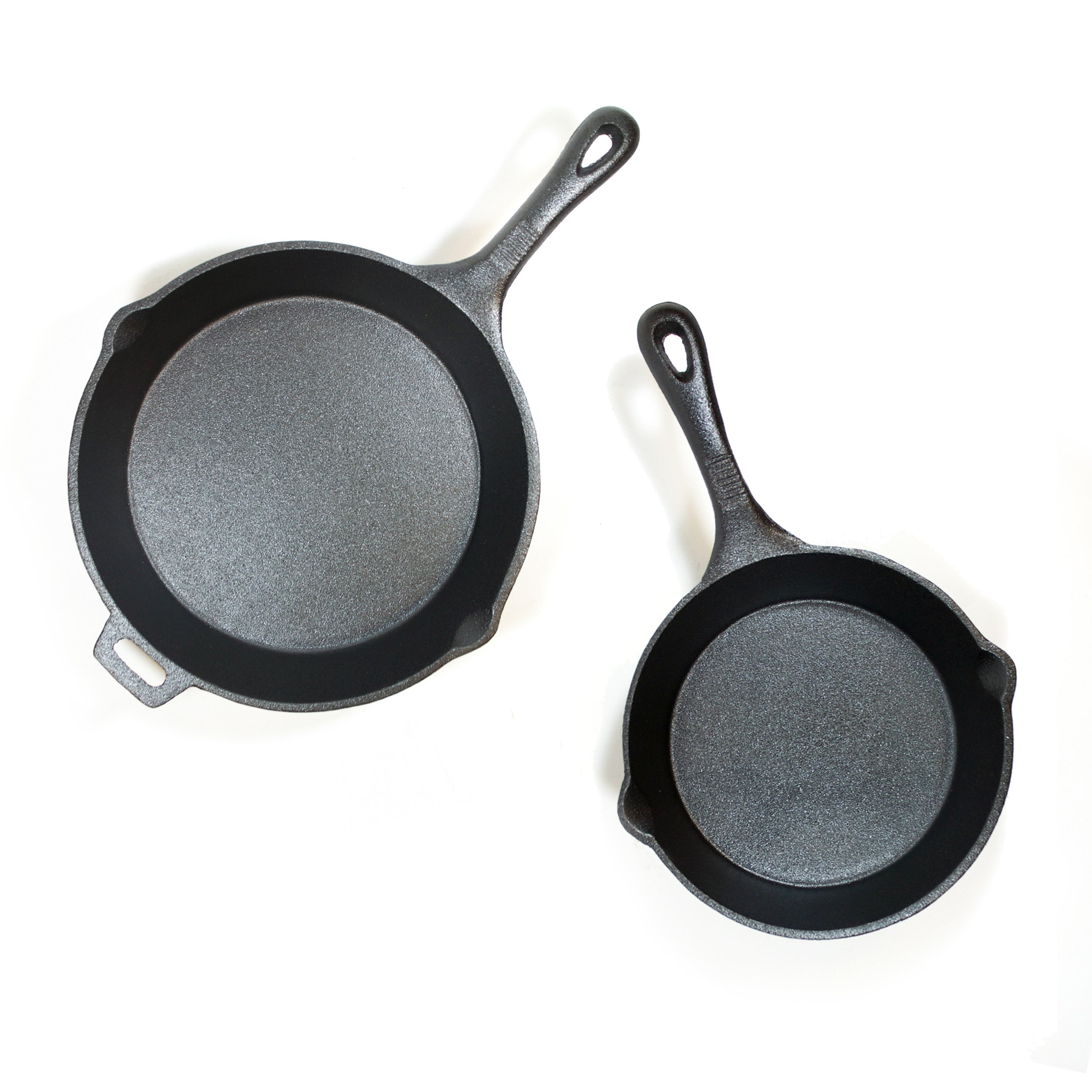 2pc Preseasoned Cast Iron Skillet Set 8" & 10.5"