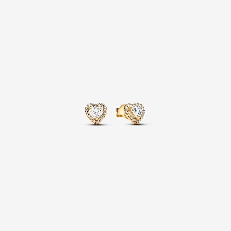 Sparkling Elevated Heart Stud Earrings